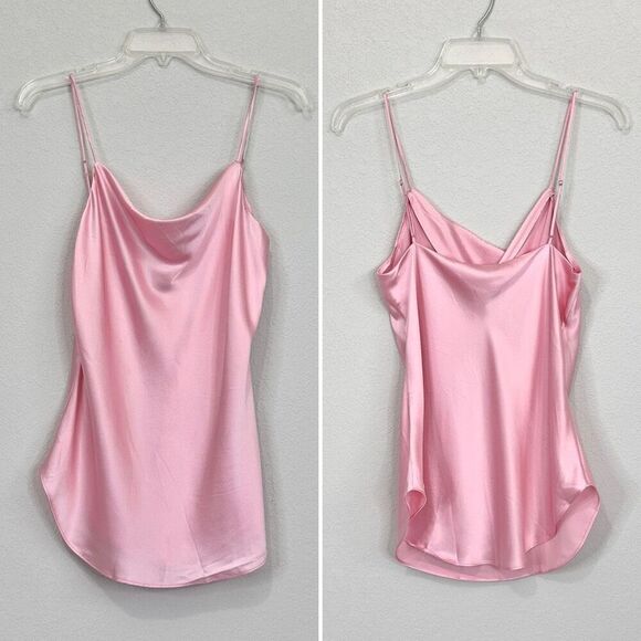 Cinq a Sept Marta Cami S Venus Pink Silk Cowl Neck Romantic Coquette Classic - Picture 9 of 12